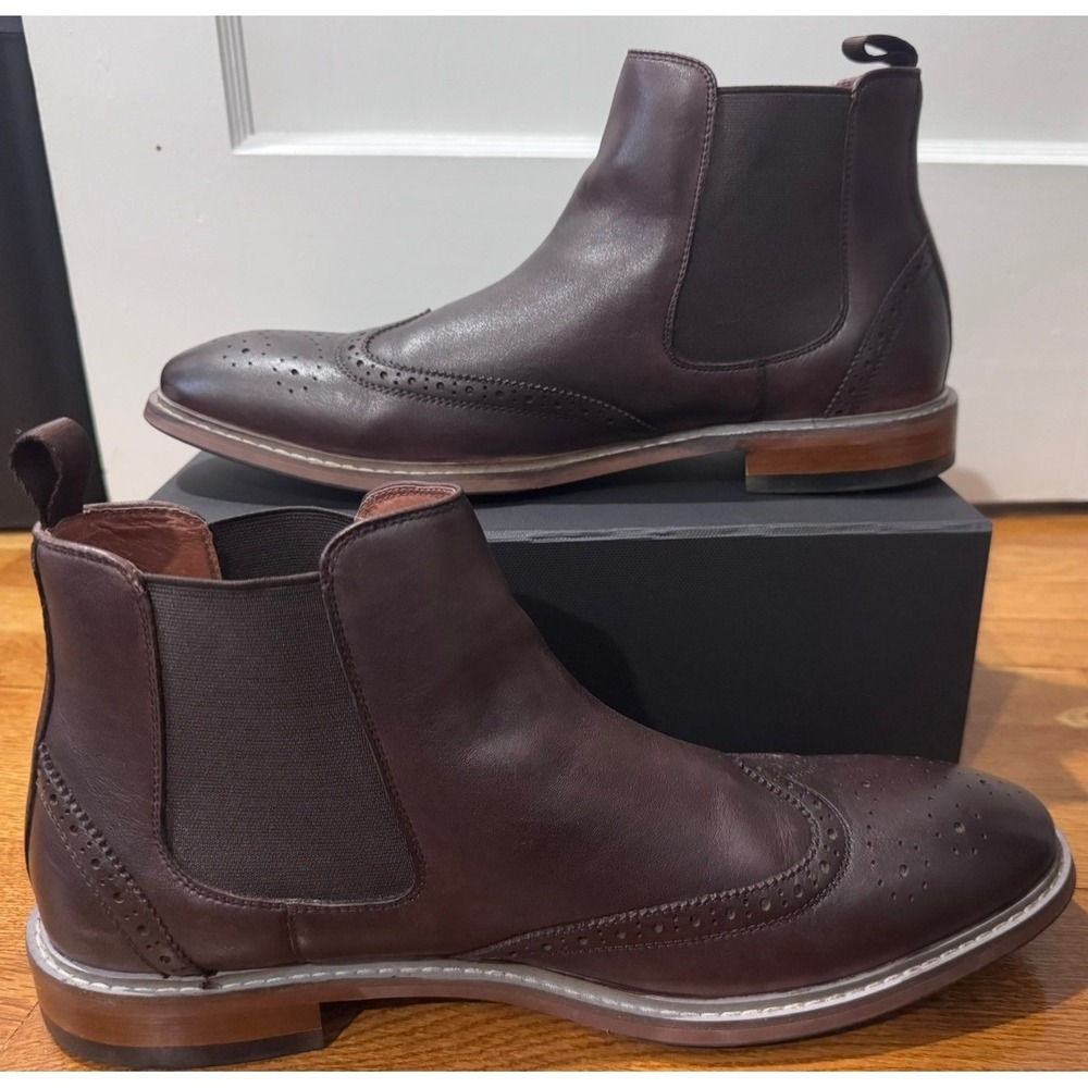 Florsheim Mens Brown Leather Wingtip Brogue Ankle Chelsea Boots Size 12M